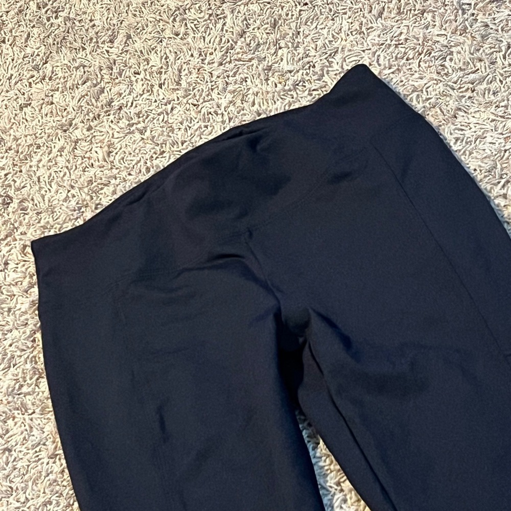 Pure Karma Womens Black Ruffle Ruched Hem Yoga‎ Leggings Pants Size Medium USA